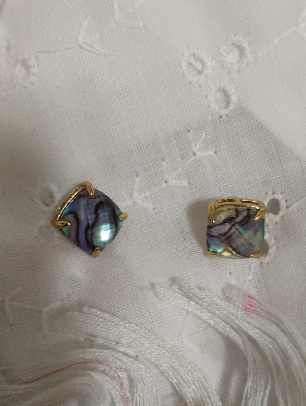 kate spade Gold-Tone Abalone Square Stud Earrings - Picture 2 of 6
